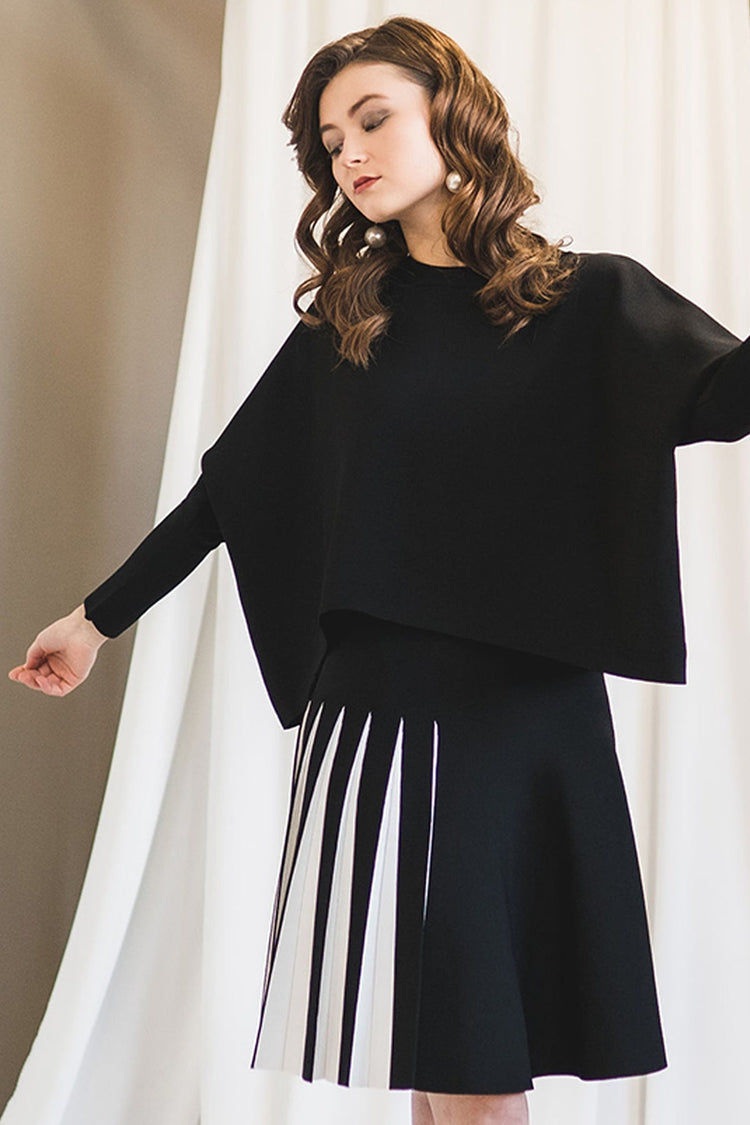 Black/White Top Dolman Sleeve