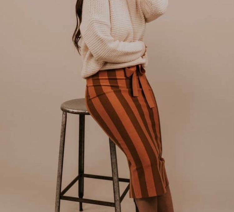Stripped Midi-Skirt