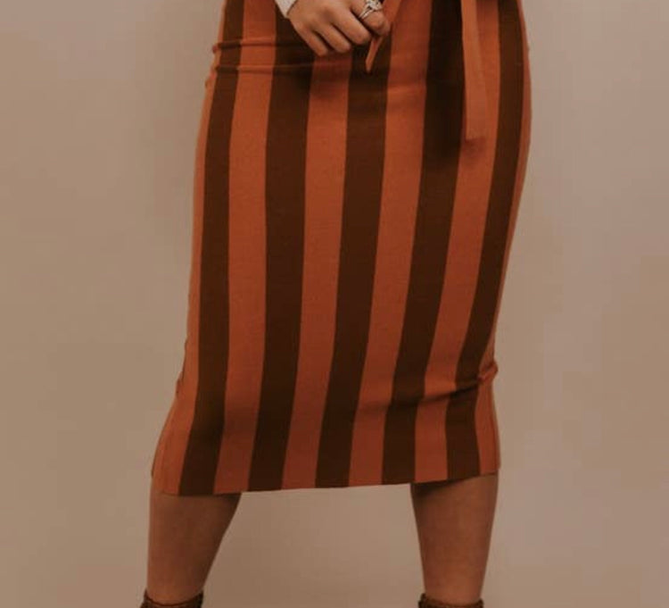 Stripped Midi-Skirt