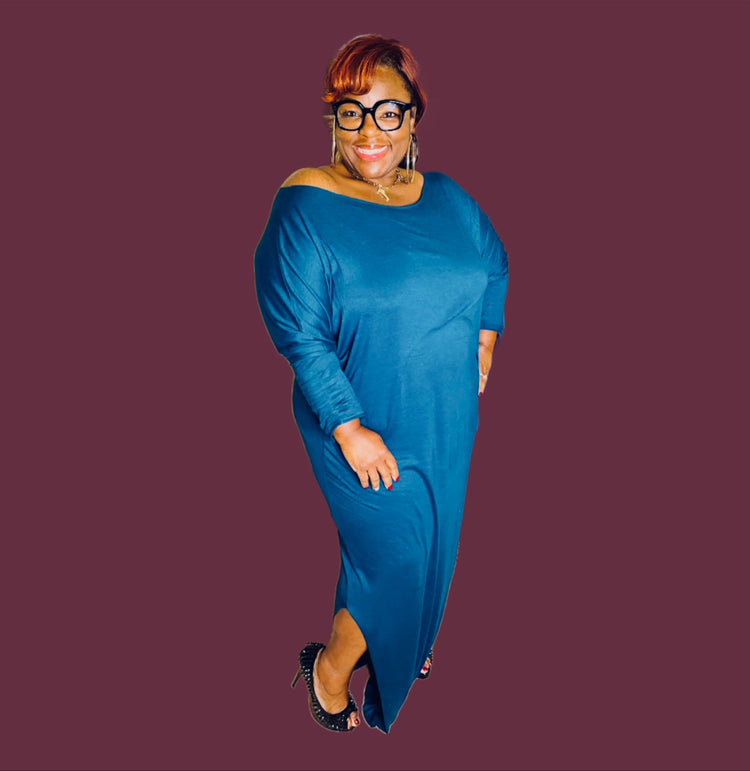 Off Shoulder Long Dress- Blue or Grey