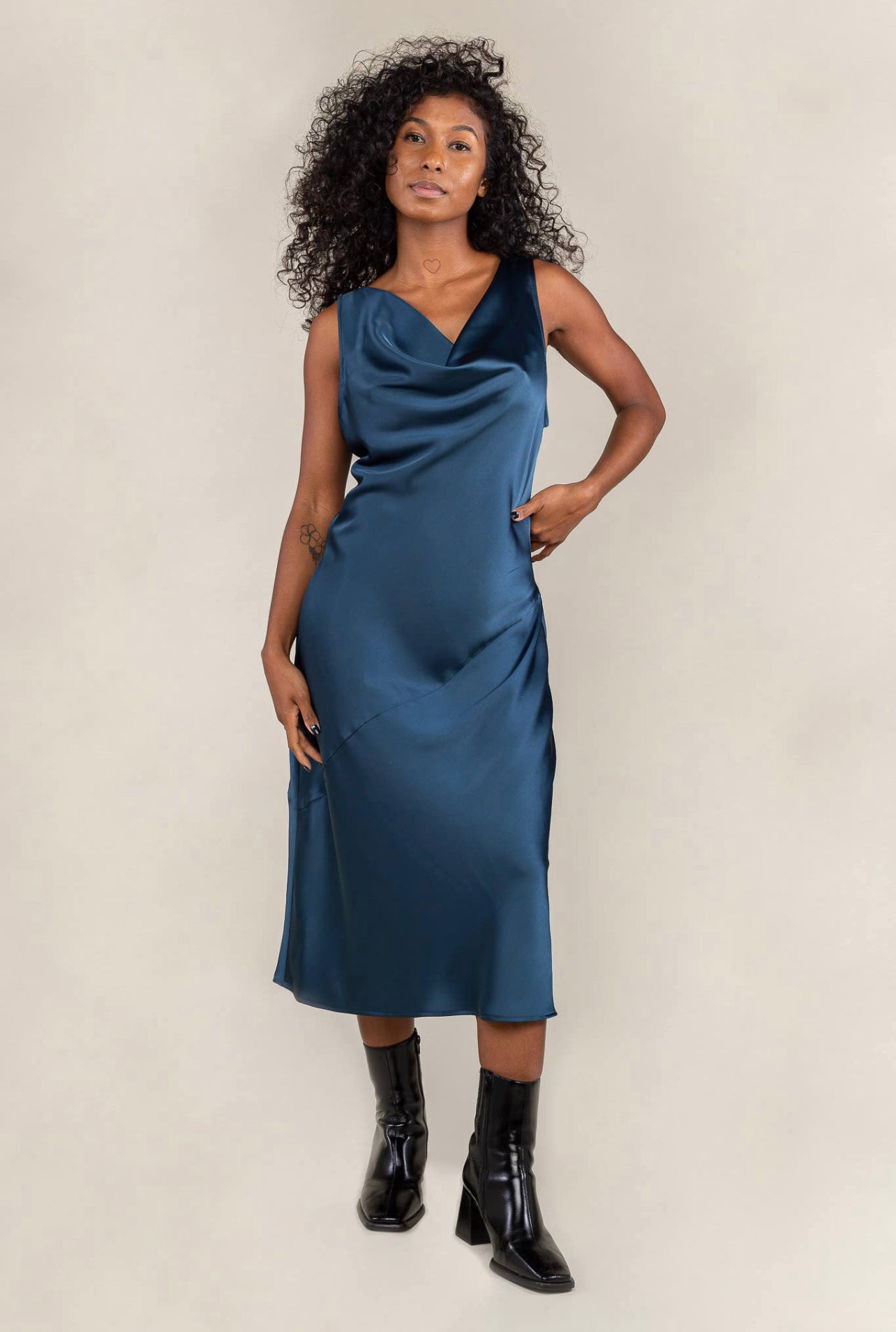 navy blue slip dress Summer Satin This woven textured satin dress begins at a flattering V Val Lace Satin Slip Midi